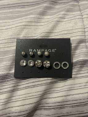 Rampage Silver-Tone Crystal and Rhinestone Stud Earring Set